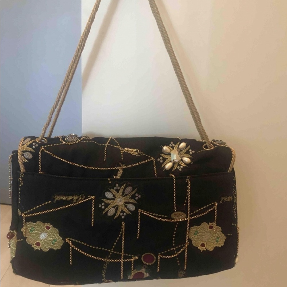 Auth CHANEL Denim Beads Pearls Jumbo Flap Bag RARE - Picture 14 of 16